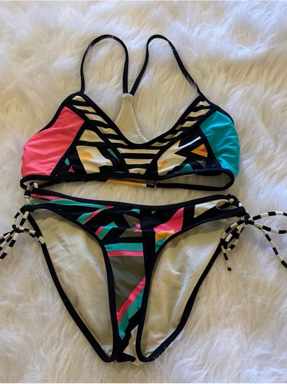 Target Women's Geometric Colorblock Bikini - Black, Pink, Teal, Yellow